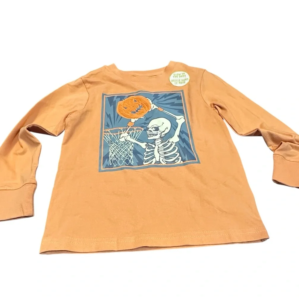Tommy Bahama Halloween Glow-in-the-Dark Skeleton Pumpkin Dunk‎ Shirt Size 4T NWT